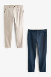 Next Chinohose Slim Fit Chinohose (2-tlg) Grau/Khaki/Beige/Dunkelblau/Hellblau