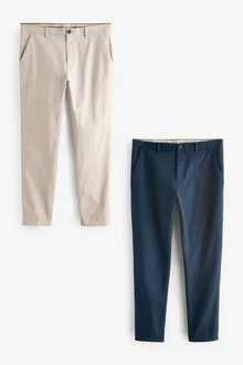 Next Chinohose Slim Fit Chinohose (2-tlg) Grau/Khaki/Beige/Dunkelblau/Hellblau