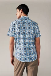 Next Kurzarmhemd Regular Fit mit Print Blau/Hellblau/Pastell