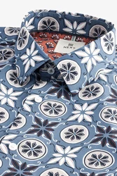 Next Kurzarmhemd Regular Fit mit Print Blau/Hellblau/Pastell