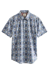 Next Kurzarmhemd Regular Fit mit Print Blau/Hellblau/Pastell