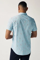 Next Kurzarmhemd Regular Fit mit Print Blau/Hellblau/Pastell