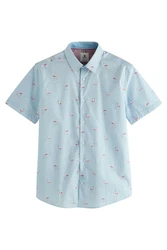 Next Kurzarmhemd Regular Fit mit Print Blau/Hellblau/Pastell