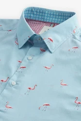 Next Kurzarmhemd Regular Fit mit Print Blau/Hellblau/Pastell