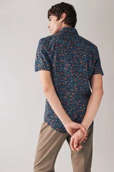 Next Kurzarmhemd Regular Fit mit Print Hellblau/Blau