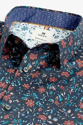 Next Kurzarmhemd Regular Fit mit Print Hellblau/Blau