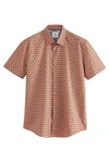 Next Kurzarmhemd Regular Fit mit Print Braun/Rot