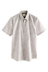 Next Kurzarmhemd Regular Fit mit Print Weiß/Rot/Grau
