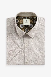 Next Kurzarmhemd Regular Fit mit Print Weiß/Rot/Grau