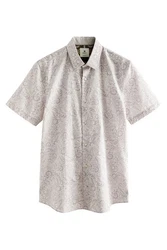 Next Kurzarmhemd Regular Fit mit Print Weiß/Rot/Grau