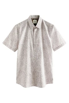Next Kurzarmhemd Regular Fit mit Print Weiß/Rot/Grau