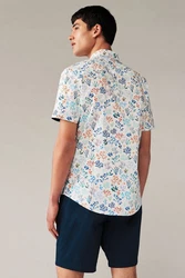 Next Kurzarmhemd Regular Fit mit Print Blau/Mischfarben/Hellblau/Weiß
