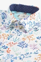 Next Kurzarmhemd Regular Fit mit Print Blau/Mischfarben/Hellblau/Weiß