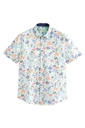 Next Kurzarmhemd Regular Fit mit Print Blau/Mischfarben/Hellblau/Weiß