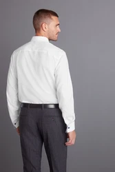 Next Stretch-Jeans Hemd mit Besatz-Ausfschlagmanschette (1-tlg) Weiß/Creme