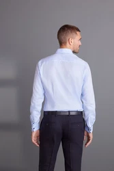 Next Stretch-Jeans Hemd mit Besatz-Ausfschlagmanschette (1-tlg) Hellblau/Blau