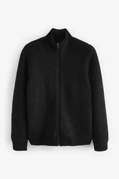 Strickjacke Zopfstrick-Pullover mit Reiverschluss Regular (1-tlg)