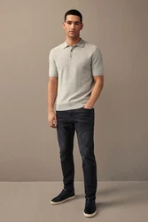 Next Polokragenpullover Regular Fit Kurzarm-Poloshirt Grau/Khaki/Beige/Braun