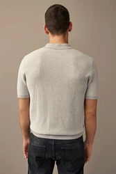 Next Polokragenpullover Regular Fit Kurzarm-Poloshirt Grau/Khaki/Beige/Braun