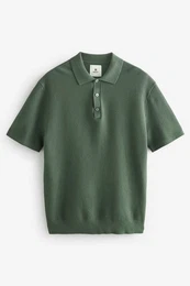 Polokragenpullover Regular Fit Kurzarm-Poloshirt mit Waffelstruktur (1-tlg)