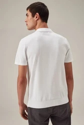 Next Gestricktes Polo-Shirt Weiß/Creme/Grau