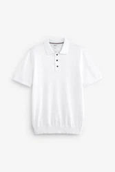 Next Gestricktes Polo-Shirt Weiß/Creme/Grau