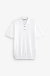 Next Gestricktes Polo-Shirt Weiß/Creme/Grau