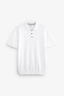 Next Gestricktes Polo-Shirt Weiß/Creme/Grau