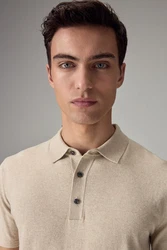 Next Gestricktes Polo-Shirt Khaki/Beige/Braun