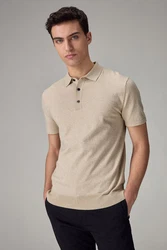 Next Gestricktes Polo-Shirt Khaki/Beige/Braun