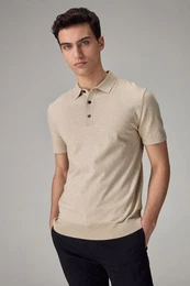 Polokragenpullover Gestricktes Polo-Shirt (1-tlg)