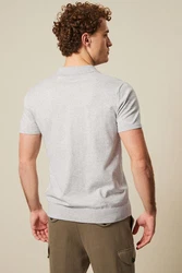Next Gestricktes Polo-Shirt Grau/Hellgrau