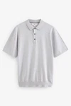 Next Gestricktes Polo-Shirt Grau/Hellgrau
