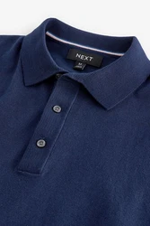 Next Polokragenpullover Slim Fit Poloshirt Dunkelblau/Blau
