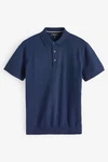 Next Polokragenpullover Slim Fit Poloshirt Dunkelblau/Blau
