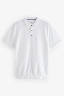 Next Polokragenpullover Slim Fit Poloshirt Weiß/Grau/Creme/Hellblau