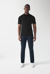 Next Polokragenpullover Slim Fit Poloshirt Schwarz