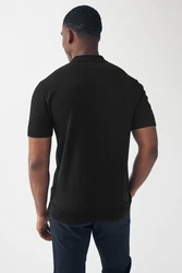 Next Polokragenpullover Slim Fit Poloshirt Schwarz