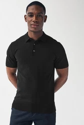 Next Polokragenpullover Slim Fit Poloshirt Schwarz