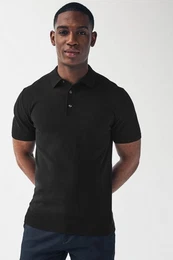 Polokragenpullover Slim Fit Poloshirt aus Strick (1-tlg)