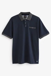 Next Polohemd mit elegantem Kragen Dunkelblau/Blau