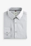 Next Langarmhemd Pflegeleichtes Slim Fit Hemd mit Struktur Grau/Weiß