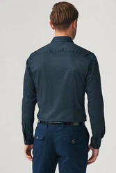 Next Langarmhemd Pflegeleichtes Slim Fit Hemd mit Struktur Dunkelblau/Hellblau/Grau/Blau