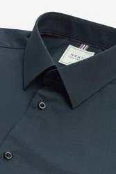 Next Langarmhemd Pflegeleichtes Slim Fit Hemd mit Struktur Dunkelblau/Hellblau/Grau/Blau