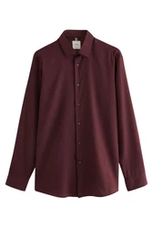 Next Langarmhemd Pflegeleichtes Slim Fit Hemd mit Struktur Dunkelrot/Bordeaux/Rot