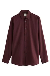 Next Langarmhemd Pflegeleichtes Slim Fit Hemd mit Struktur Dunkelrot/Bordeaux/Rot