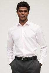 Next Langarmhemd Pflegeleichtes Slim Fit Hemd mit Struktur Weiß/Rosa/Creme