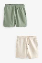 Next Sweatshorts Jersey-Shorts (2-tlg) Khaki/Hellgrün/Dunkelgrün