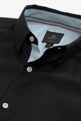 Next Kurzarmhemd Oxford-Kurzarmhemd mit Stretch Schwarz