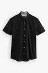 Next Kurzarmhemd Oxford-Kurzarmhemd mit Stretch Schwarz